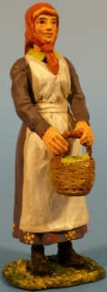 Siedlerin stehend mit Korb