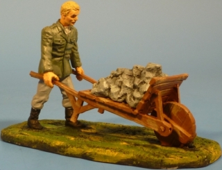 Farmer mit Steinkarre (Stallbau)