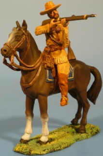 Trapper schie�end zu Pferd mit 2 Gewehr auf dem R�cken