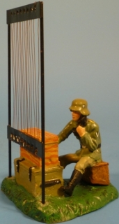 Soldat an groer Fernsprechvermittlung mit Drahtgestell