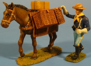 Kavallerist mit Muli mit Packtaschen