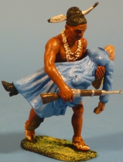 Indianer mit geraubter Siedlerin