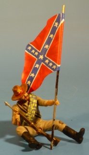 Konfderierten Soldat sitzend mit Fahne (fr Kanone)