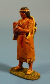 Squaw stehend mit Babytrage auf dem Rcken
