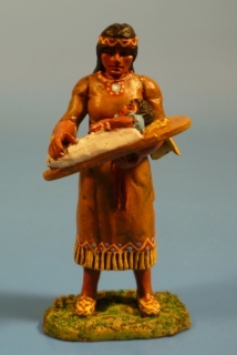 Squaw stehend mit Babytrage