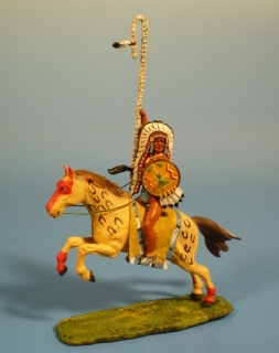 Indianerh�uptling mit Skalpstange und Schild