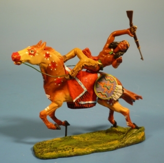 Indianer getroffen vom Pferd fallend