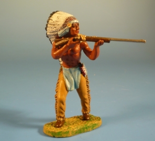 Indianer stehend mit Gewehr schie�end