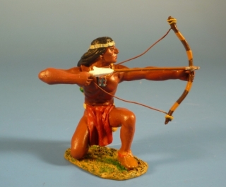Indianer mit Pfeil und Bogen kniend nach links schie�end