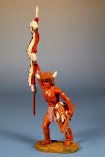 Indianer stehend mit Federlanze