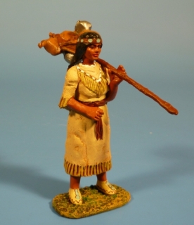 Squaw stehend mit Gepckstange