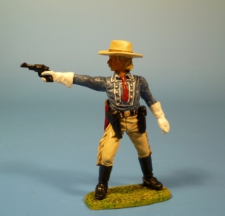 General George Armstrong Custer  mit Revolver nach rechts schieend