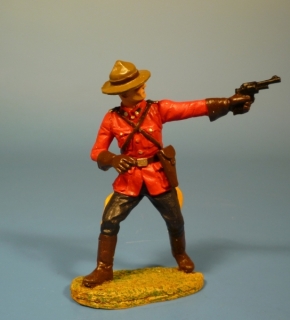 Mounty mit Revolver nach links schieend