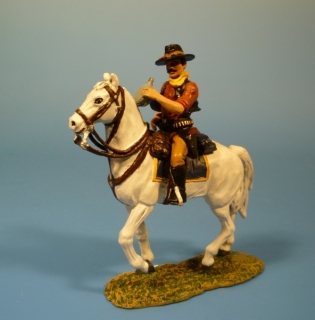 Cowboy zu Pferd aus Flasche trinkend