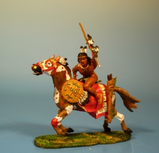 Indianer zu Pferd links Speer werfend