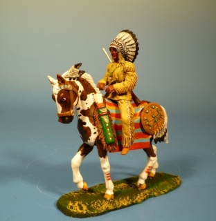 Indianer zu Pferd Z�gel haltend