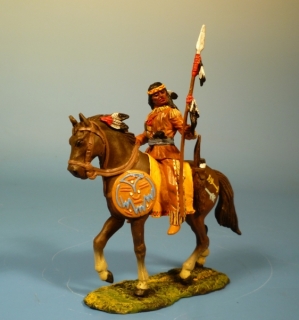 Indianer zu Pferd links Speer haltend
