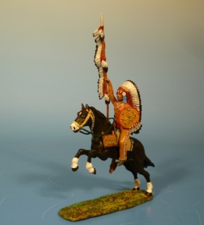 Indianer zu Pferd mit Federlanze