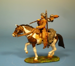 Trapper zu Pferd mit Gep�ckstange und erlegtem Wolf