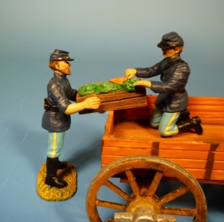 Unions Soldaten Kiste abladen