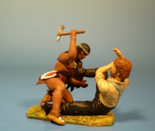 Cowboy mit Indianer im Zweikampf