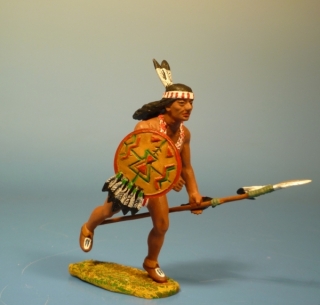 Indianer st�rmend mit Speer und Schild