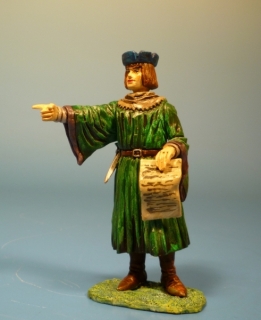 Ritter / Edelmann mit Karte zeigend