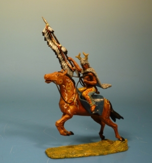 Indianer zu Pferd mit federlanze