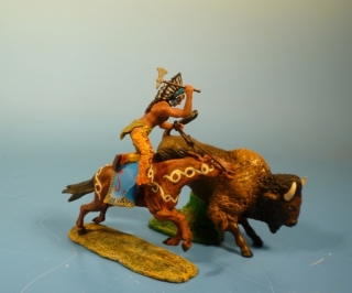Indianer springt auf B�ffel, bei der Jagd