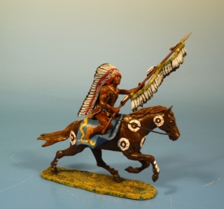 Indianer zu Pferd mit Federlanze