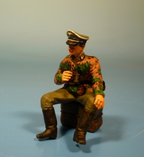 Waffen-SS Untersturmf�hrer sitzend mit Fernglas