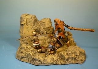 Ritter im Kampf gegen einen Bergtroll