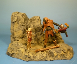 This is my Land. Bergtroll, Kriegerin und Zwerg auf Felsenlandschaft
