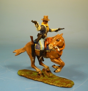 7US Kavallerist mit 2 Revolvern k�mpfend zu Pferd