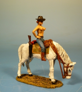 Wilder Westen Cowgirl zu Pferd