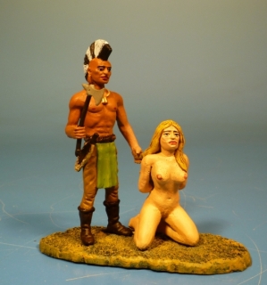 Irokese mit geraubter Siedlerin