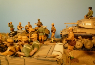 Diorama Afrikakorps 1941: Generalfeldmarschall Erwin Rommel bei der Lagebesprechung  in der Kyrenaika 1941