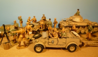 Diorama Afrikakorps 1941: Generalfeldmarschall Erwin Rommel bei der Lagebesprechung  in der Kyrenaika 1941