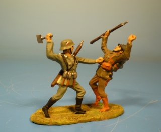 Zweikampfgruppe: Deutscher Landser im Kampf mit einem Franzosen