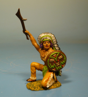Indianer kniend mit Kriegskeule 