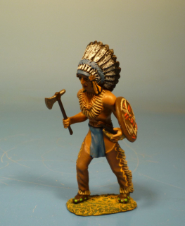 Indianer mit Schild und Tomahawk