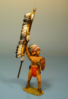 Indianer mit Schild und Federlanze