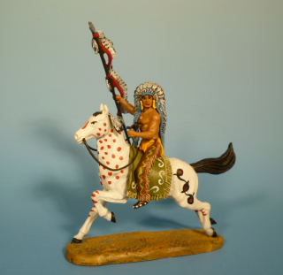 Indianer zu Pferd mit Federstange