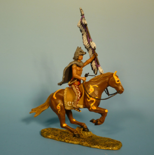 Indianer zu Pferd mit Federstange