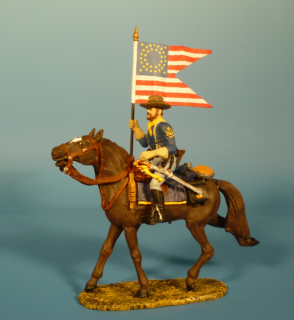 7US Kavallerist mit Staatsfahne zu Pferd