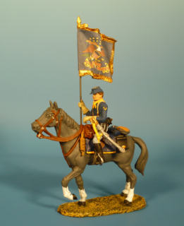 7US Kavallerist mit Kavalleriestandarte zu Pferd
